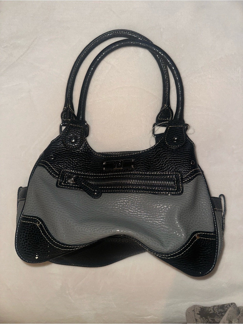 Stylish Black & Gray Women’s Handbag - Classic Two-Tone Tote #y2k